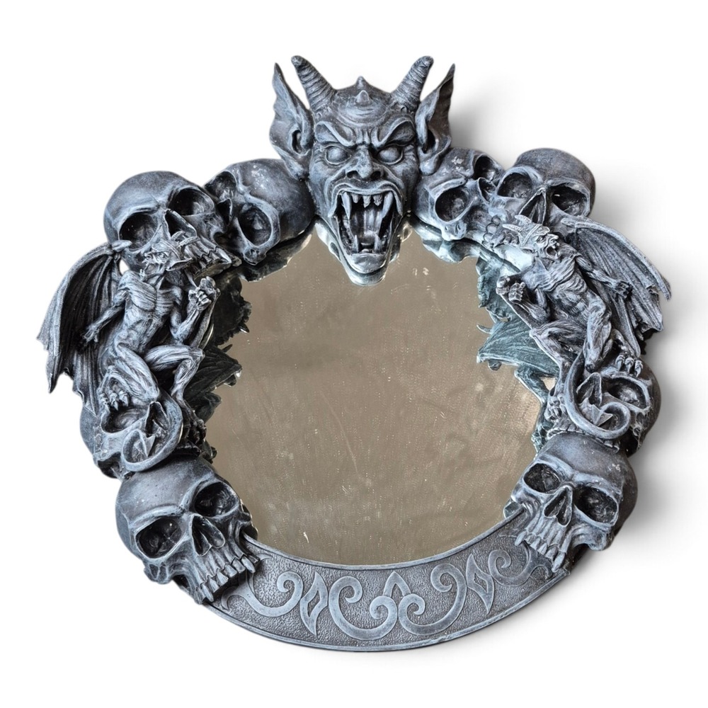 VTG‎ Spencer Gifts Demon Skulls Wall Mirror Gargoyle Gothic Y2K Mall Goth Decor